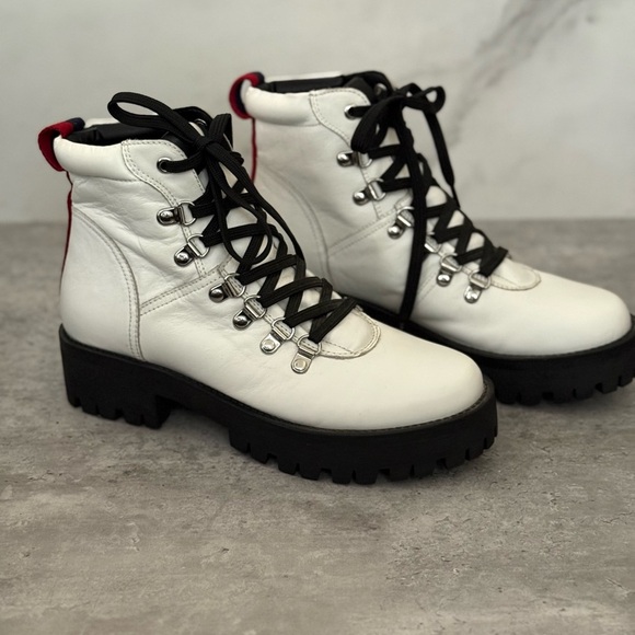 Steve Madden Shoes - Steve Madden White Combat Boots with Black Laces